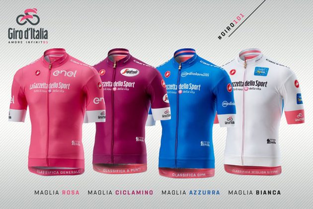 Giro de Italia presenta los jerseys de los líderes para la edición 2018