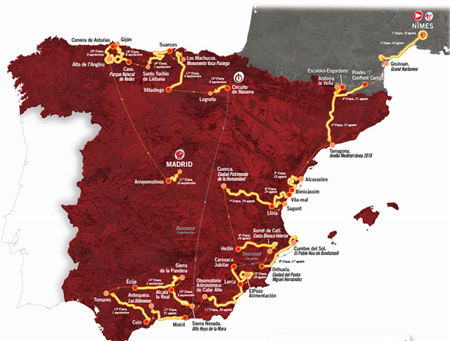 Vuelta a España 2017: Recorrido