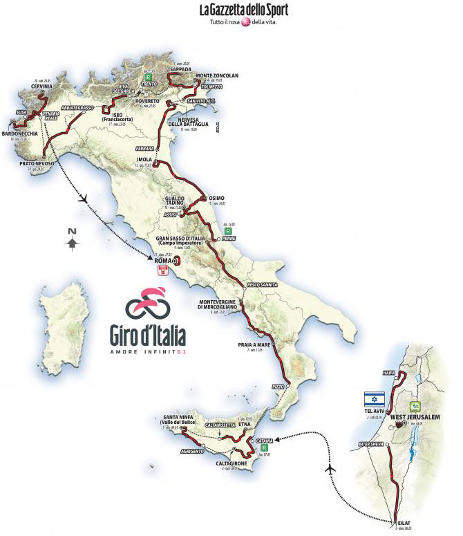 Giro de Italia 2018 - Recorrido
