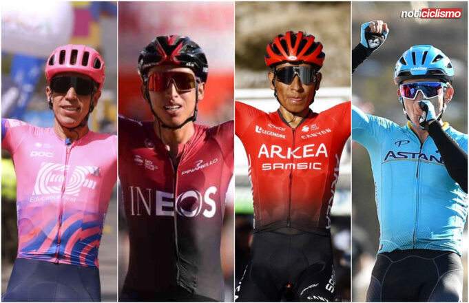 Nairo Quintana, Egan Bernal, Rigoberto Uran y Miguel Ángel López