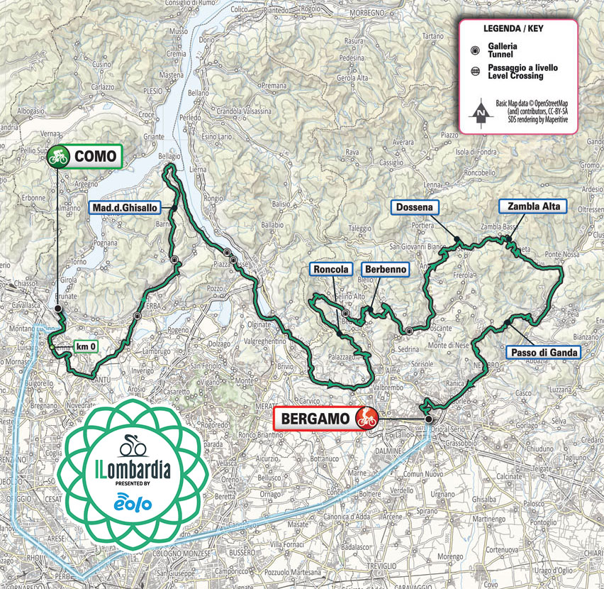 Recorrido del Giro de Lombardía 2021