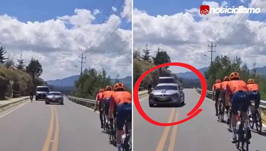 Conductor irresponsable por poco atropella a los ciclistas Ineos Grenadiers en Colombia