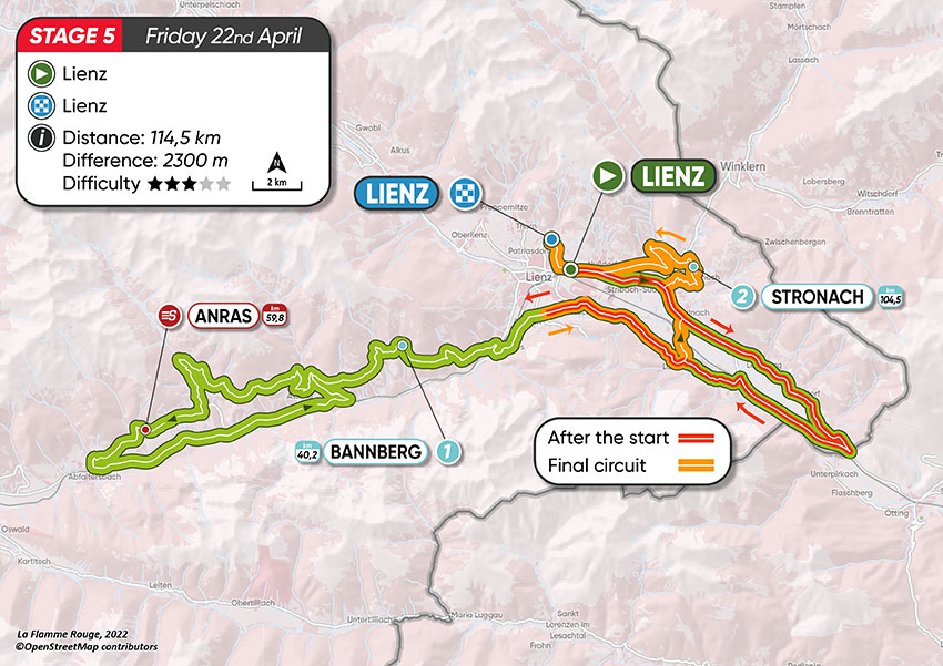 Tour de los Alpes 2022 (Etapa 5) Recorrido