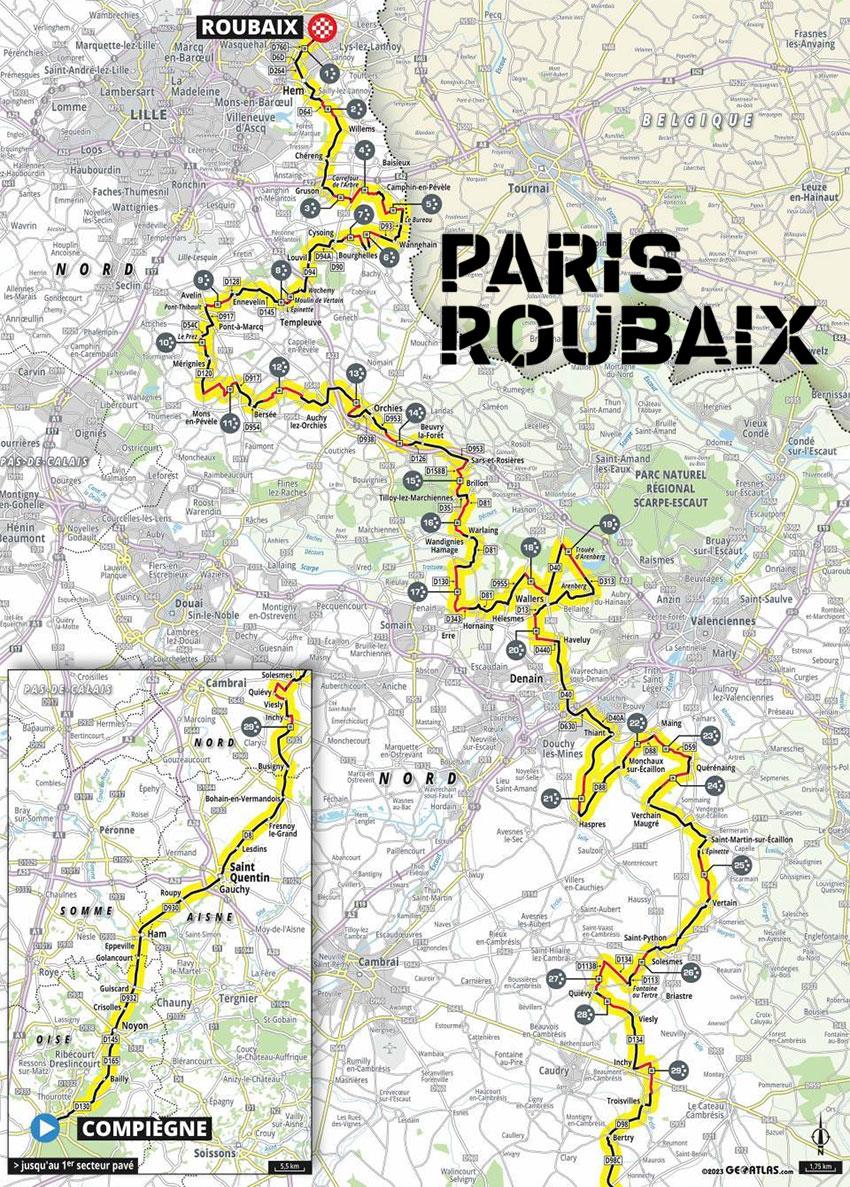 Paris-Roubaix 2023 - Recorrido