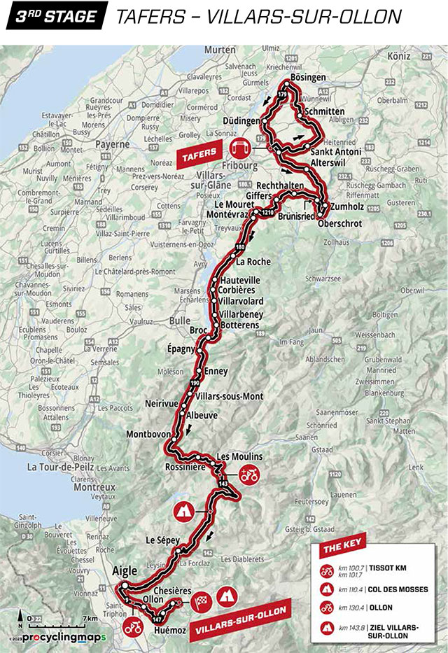 Recorrido de la Etapa 3 del Tour de Suiza 2023