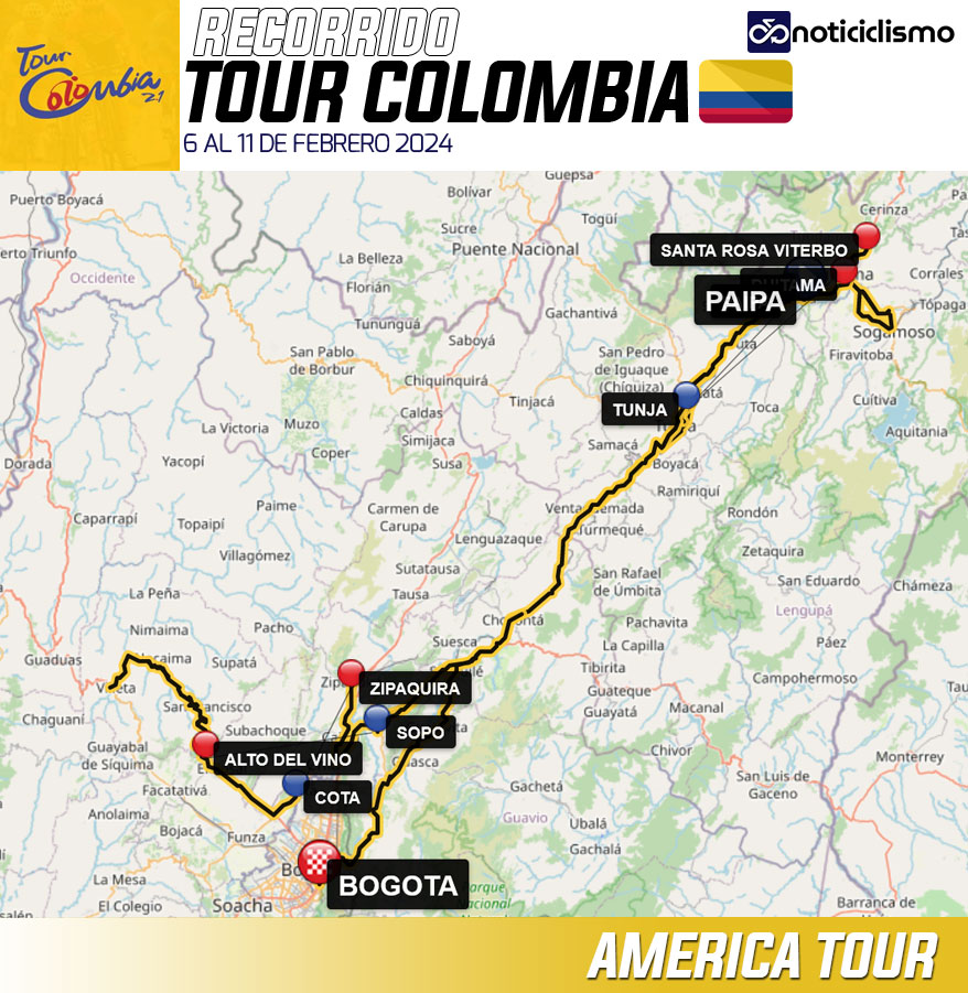 Tour Colombia 2024 - Recorrido